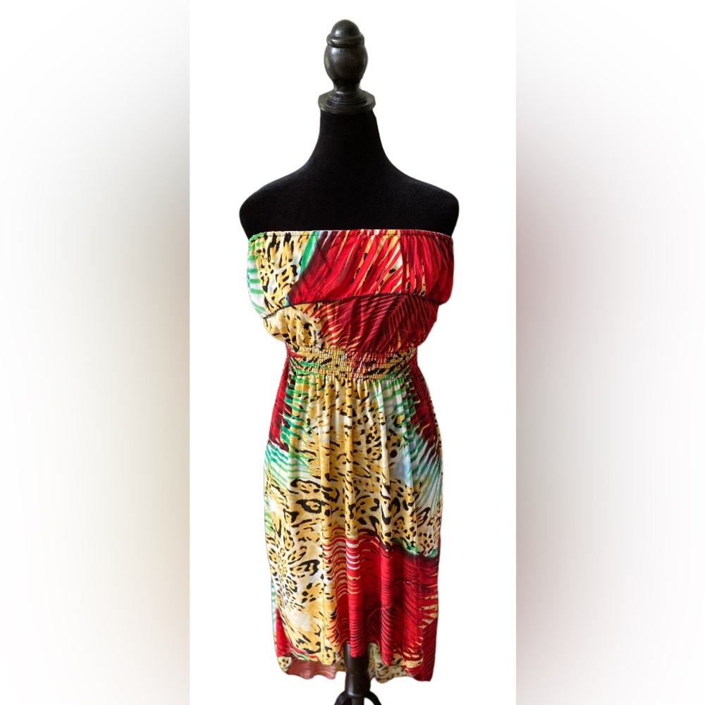 Mixed Print Beach Dress Cover Up